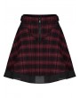 Punk Rave Black and Red Plaid Gothic Punk Mesh Stitching Daily Wear Short Skirt
