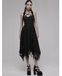 Punk Rave Black Gothic Street Fashion Pentagram Layered Lace Chiffon Irregular Slip Dress