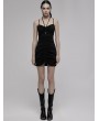 Punk Rave Black Gothic Punk Sexy Drawstring Bodycon Slip Mini Dress