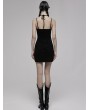 Punk Rave Black Gothic Punk Sexy Drawstring Bodycon Slip Mini Dress