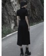 Punk Rave Black Gothic Simple A-Line Long Skirt with Detachable Belt