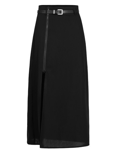 Punk Rave Black Gothic Simple A-Line Long Skirt with