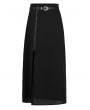 Punk Rave Black Gothic Simple A-Line Long Skirt with Detachable Belt