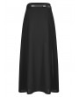 Punk Rave Black Gothic Simple A-Line Long Skirt with Detachable Belt