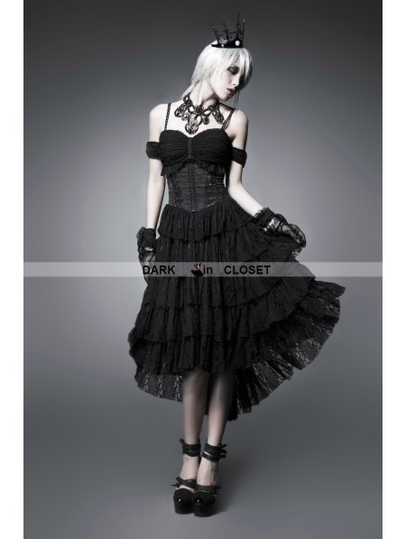 Punk Rave Black Off-the-Shoulder Gothic Corset High-Low