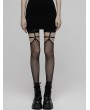 Punk Rave Black Gothic Punk Skull Hot Girl Knee Length Gauze Tights