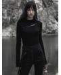 Punk Rave Black Gothic Fit Split Long Sleeve T-Shirt for Women