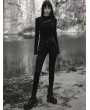 Punk Rave Black Gothic Fit Split Long Sleeve T-Shirt for Women