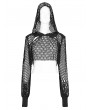 Punk Rave Black Gothic Net Short Hooded Sweatshirt for Women