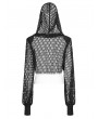 Punk Rave Black Gothic Net Short Hooded Sweatshirt for Women
