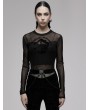 Punk Rave Black Gothic Totem Pattern Perspective Long Sleeve T-shirt for Women