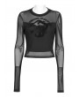 Punk Rave Black Gothic Totem Pattern Perspective Long Sleeve T-shirt for Women