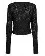 Punk Rave Black Gothic Punk Drawstring Sexy Long Sleeve T-Shirt for Women