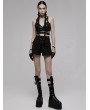 Punk Rave Black Gothic Punk Cross Strap Crop Top for Women