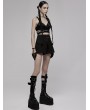 Punk Rave Black Gothic Punk Cross Strap Crop Top for Women