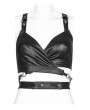 Punk Rave Black Gothic Punk Cross Strap Crop Top for Women