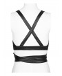 Punk Rave Black Gothic Punk Cross Strap Crop Top for Women