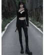 Punk Rave Black Gothic Punk Dark Long Puff Sleeve Short Jacket for Women