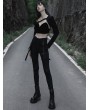 Punk Rave Black Gothic Punk Dark Long Puff Sleeve Short Jacket for Women