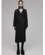 Punk Rave Black Gothic Chinese Style Dark Pattern Chiffon Long Hooded Coat for Women