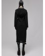 Punk Rave Black Gothic Chinese Style Dark Pattern Chiffon Long Hooded Coat for Women