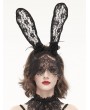 Devil Fashion Black Gothic Lace Rabbit Ears Headdress with Face Mask