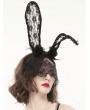 Devil Fashion Black Gothic Lace Rabbit Ears Headdress with Face Mask