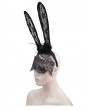 Devil Fashion Black Gothic Lace Rabbit Ears Headdress with Face Mask