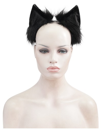 Devil Fashion Black Gothic Faux Fur Cat Ears Headdress