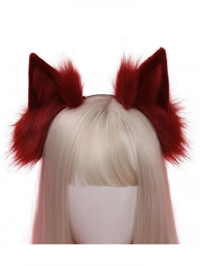 Devil Fashion Red Gothic Faux Fur Cat Ears Headdress