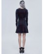 Devil Fashion Dark Blue Gothic Velvet Elegant V-Neck Long Sleeve Dress