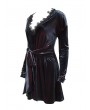 Devil Fashion Dark Blue Gothic Velvet Elegant V-Neck Long Sleeve Dress