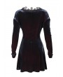 Devil Fashion Dark Blue Gothic Velvet Elegant V-Neck Long Sleeve Dress