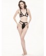 Devil Fashion Black Gothic Sexy Split Soft Two-Piece Lingerie Set