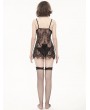 Devil Fashion Black Gothic Transparent Lace Two-Piece Sexy Lingerie Set