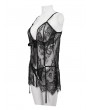 Devil Fashion Black Gothic Transparent Lace Two-Piece Sexy Lingerie Set