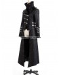 Punk Rave Black Long to Short Gothic Military Trench Coat for Men