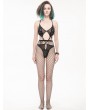 Devil Fashion Black Gothic Sexy Semi-Transparent Bodysuit