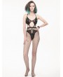 Devil Fashion Black Gothic Sexy Semi-Transparent Bodysuit