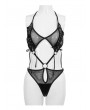 Devil Fashion Black Gothic Sexy Semi-Transparent Bodysuit