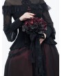 Eva Lady Black and Red Gothic Lace Rose Wedding Bouquet