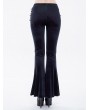 Eva Lady Dark Blue Gothic Velvet Sexy Hollow Out Lace Applique Flared Trousers for Women