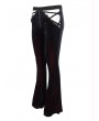 Eva Lady Dark Blue Gothic Velvet Sexy Hollow Out Lace Applique Flared Trousers for Women