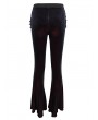 Eva Lady Dark Blue Gothic Velvet Sexy Hollow Out Lace Applique Flared Trousers for Women