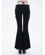 Eva Lady Black Gothic Sexy Slim Lace-Up Flared Trousers for Women