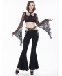Eva Lady Black Gothic Sexy Slim Lace-Up Flared Trousers for Women