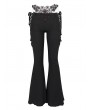 Eva Lady Black Gothic Sexy Slim Lace-Up Flared Trousers for Women