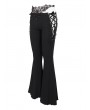 Eva Lady Black Gothic Sexy Slim Lace-Up Flared Trousers for Women