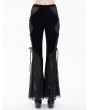 Eva Lady Black Gothic Sexy Velvet Lace Transparent Flared Trousers for Women