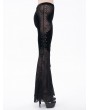 Eva Lady Black Gothic Sexy Velvet Lace Transparent Flared Trousers for Women